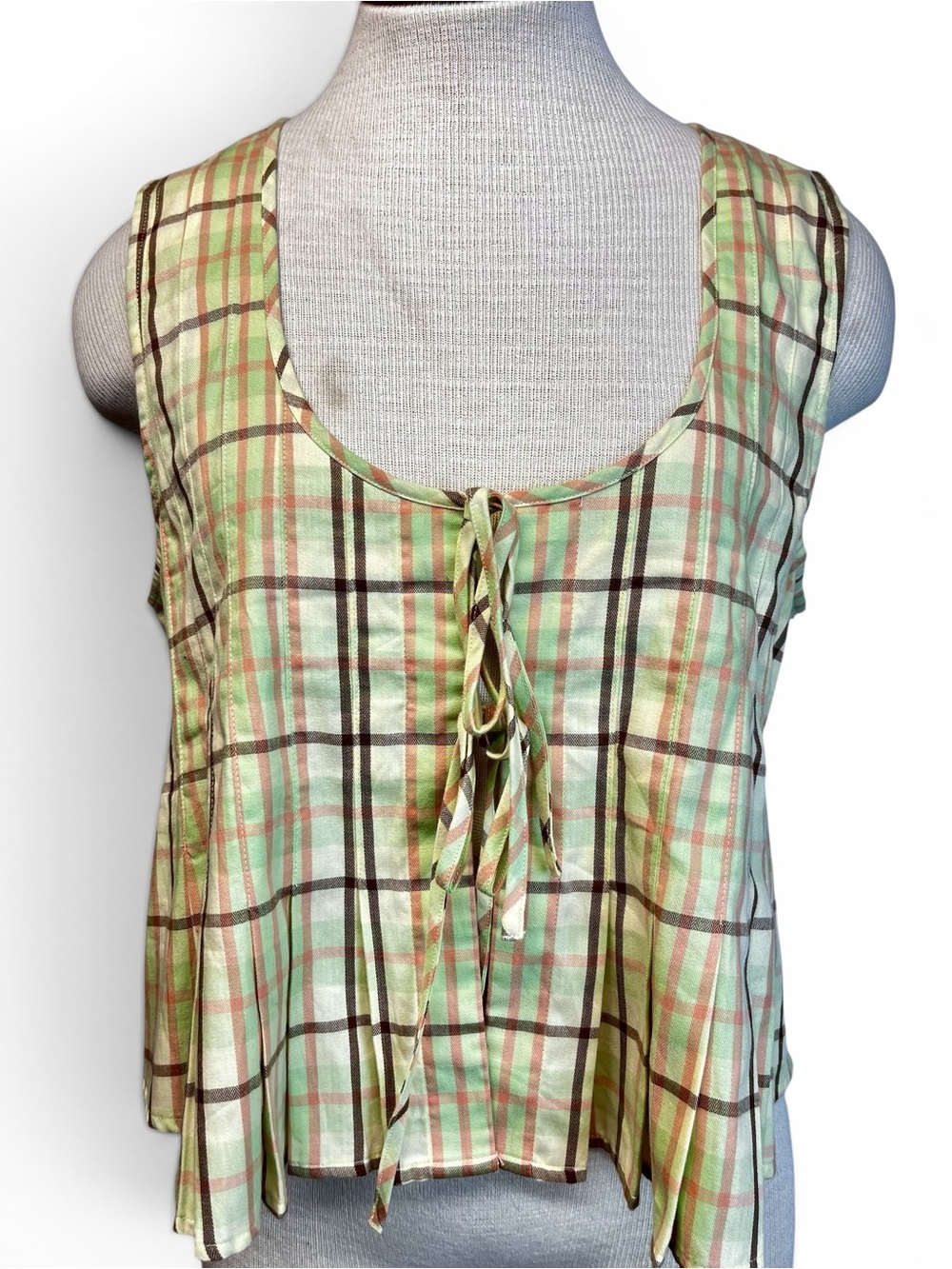 Anthropologie LyreBird Pintuck Flannel Tie Front Vest Women Medium NWT - Picture 2 of 9
